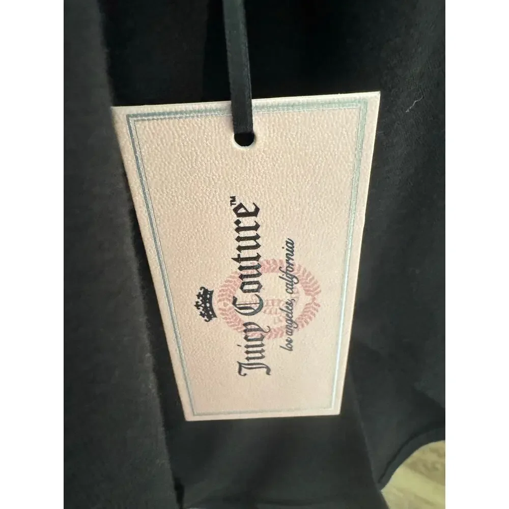 NWT Juicy Couture Black Rhinestone Zip Hoodie XL Hi Low Hem Y2K - Picture 3 of 11